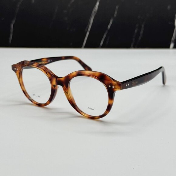 NEW CELINE CL41458 086 HAVANA ROUND UNISEX CELINE EYEGLASSES - Picture 3 of 11